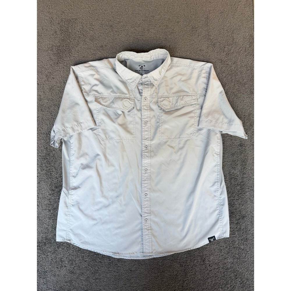 TrueTimber Mens XL Short Sleeve Fishing Shirt Gray Ventilated